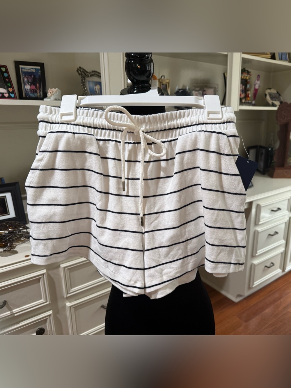 Parke x Target Women’s HIGH RISE Drawstring pull on navy blue STRIPED